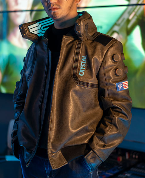 cyberpunk 2077 samurai brown bomber jacket