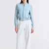 full zip blue womens bomber jacket