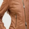 full zip womens cafe racer brown jacket