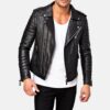 Men's Black Quilted Leather Motorcycle Jacket