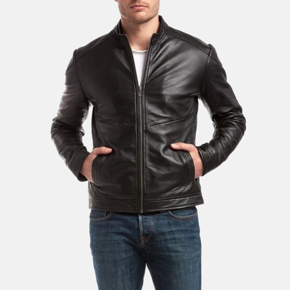 Men’s Cafe Racer Black Leather Jacket