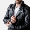 mens black leather Jacket
