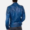 mens blue biker leather Jacket