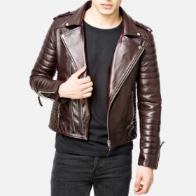 Men's Brown Quilted Leather Motorcycle Jacket