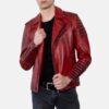 mens burnt red biker leather Jacket