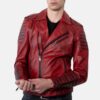 mens burnt red leather Jacket