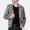 mens charcoal grey biker Jacket