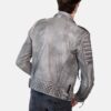 mens charcoal grey biker leather Jacket