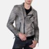 mens charcoal smoke grey biker leather Jacket