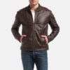 mens dark brown cafe racer jacket