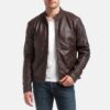 mens dark brown moto leather jacket