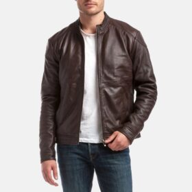Men’s Cafe Racer Dark Brown Leather Jacket