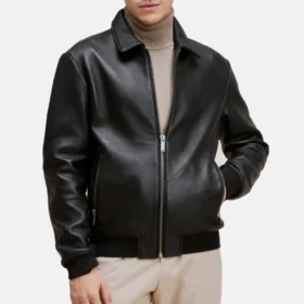 Men’s Black Harrington Bomber Leather Jacket