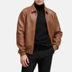 Men’s Brown Harrington Bomber Leather Jacket