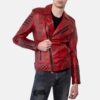 mens red biker Jacket
