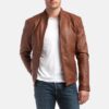 mens tan brown moto leather jacket
