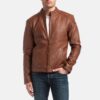 Men’s Cafe Racer Tan Brown Leather Jacket