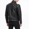 mj black zipper leather jacket