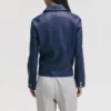 navy womens leather jacket