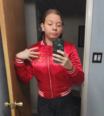 red satin custumer pic jacket 1