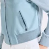 side pocket light blue women jacket