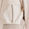side zip pocket beige womens jacket