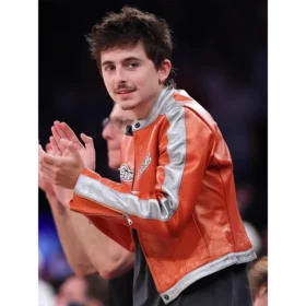 Timothée Chalamet Knicks Playoff 90s Avirex Leather Jacket