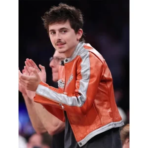 Timothée Chalamet Knicks Playoff 90s Avirex Leather Jacket