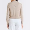 women beige bomber jacket