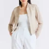 womens beige wool leather jacket
