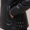 womens black leather puffer jacket
