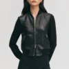 womens black wool leather jacket
