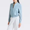 womens slim fit blue jacket