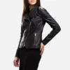 black womens leather biker jacket