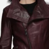 burgundy womens wide collar jacket