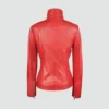 red womens leather biker jacket