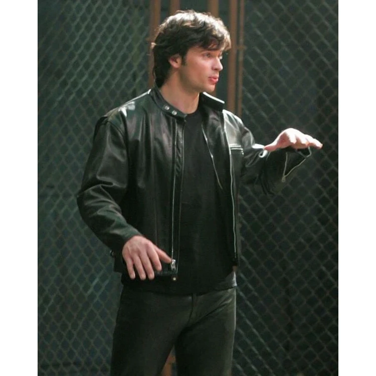 Tom Welling Smallville Season 6 Black Leather Jacket - Image 4