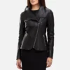 women black leather biker jacket