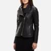womens black biker jacket