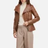 womens wide collar brown jacket