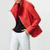 womens wide collar red jacket
