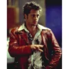 Brad Pitt Fight Club Red Leather Jacket