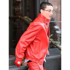 Timothée Chalamet Marty Supreme Red Leather Jacket