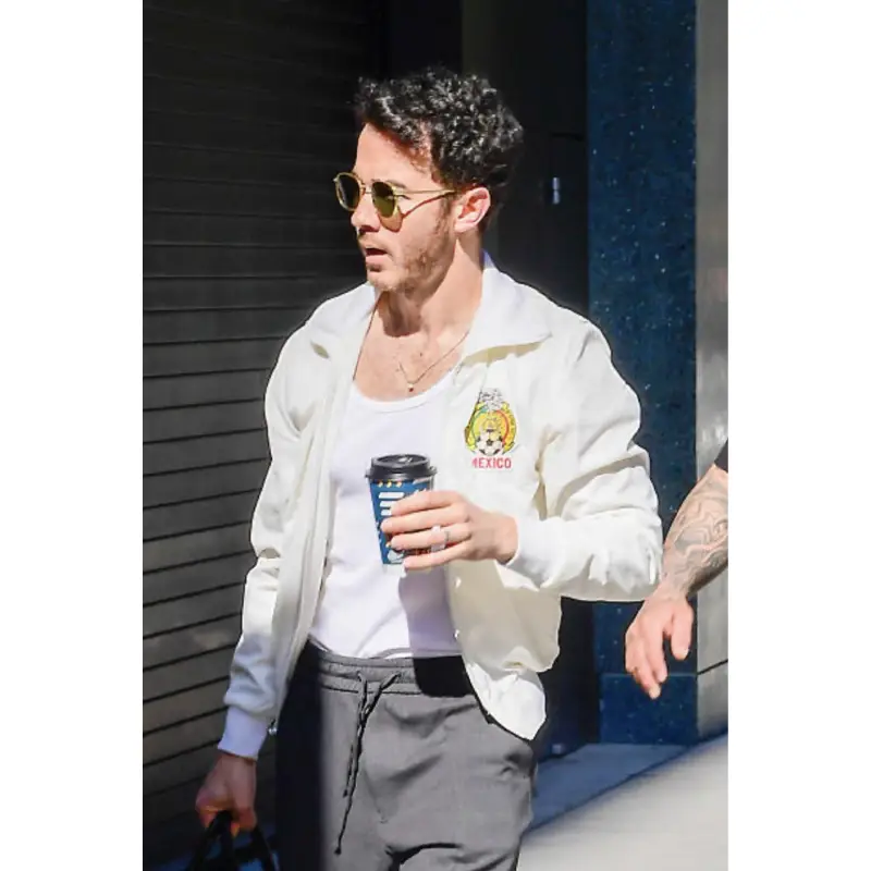 Kevin Jonas Tecate Emblema White Bomber Jacket - Image 4