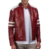 brad pitt fight club red biker jacket