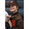 emma stone padres brown jacket
