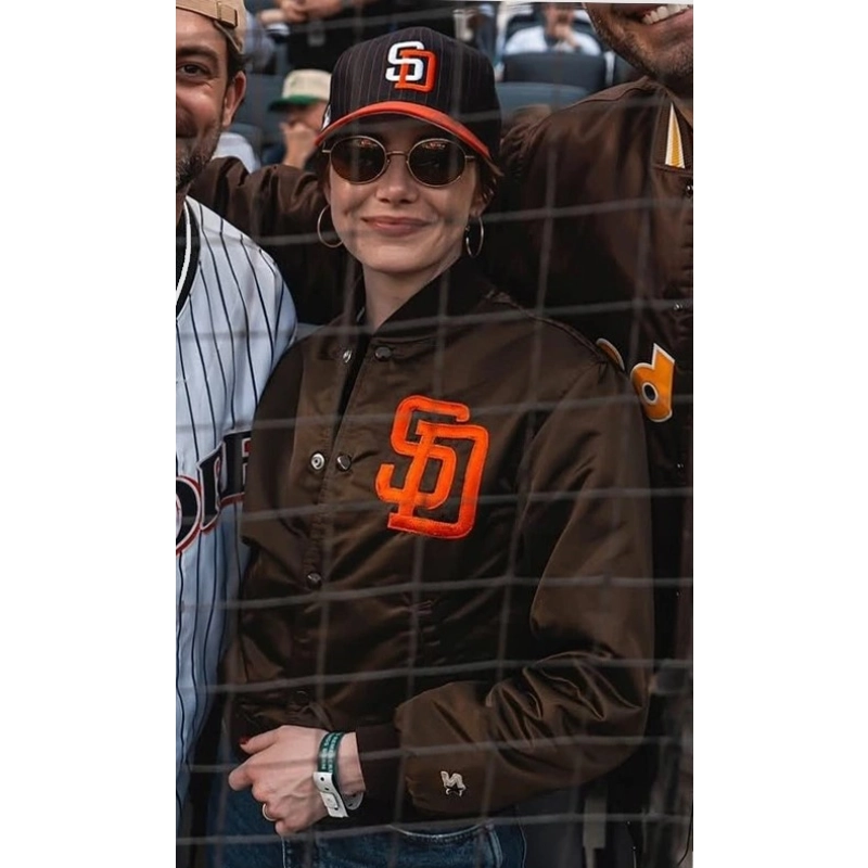 San Diego Padres Emma Stone Bomber Jacket - Image 4