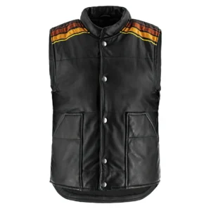 Brad Pitt Fight Club Leather Puffer Vest