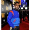 kanye west blue bomber wool jacket