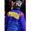 kanye west blue bomber wool varsity jacket